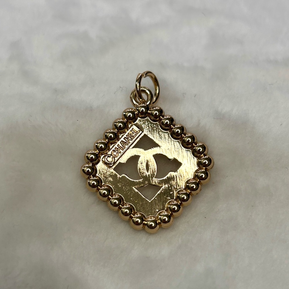 Authentic Chanel Rhinestone CC Zipper Pull Pendant Gold - Picture 3 of 7
